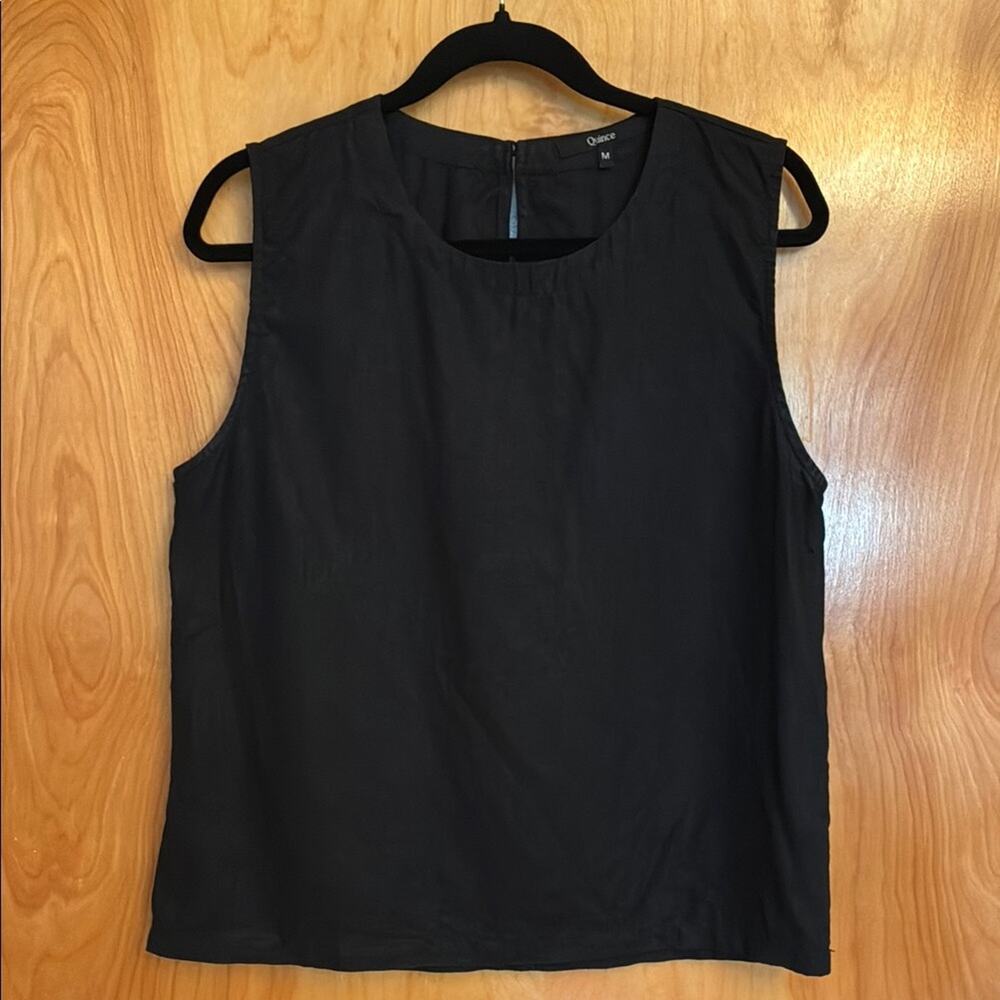 Quince Black Sleeveless Linen Blend Shell Top - Picture 5 of 5